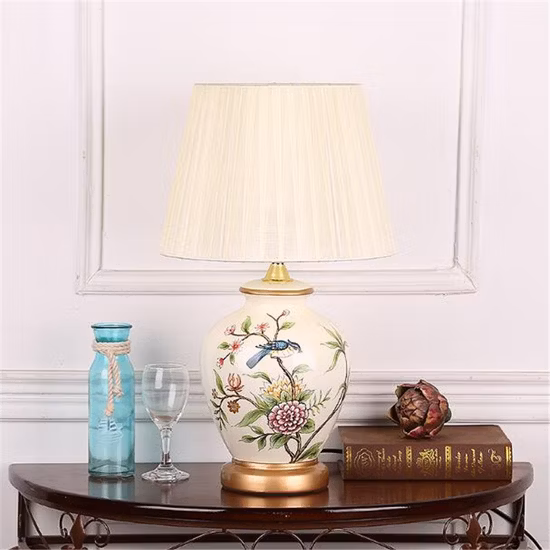 Vintage Retro Country Chinese Porcelain Ceramic Fabric E27 Dimmer Table Porcelain Lamp (WH-MTB-107)