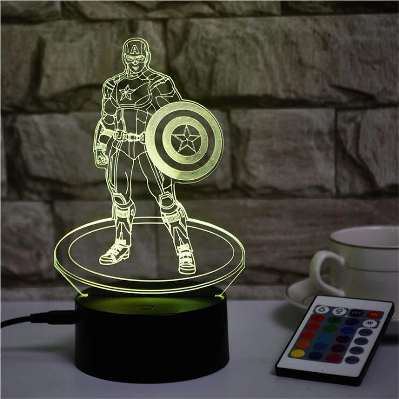 3D Illusion Captain America Lamp 3D LED Night Light Kids Desk Lamp Bedroom Decoration Dimmer Lamps Study Light Table Lamp Desk Lamp Reading Lamp Bl15676