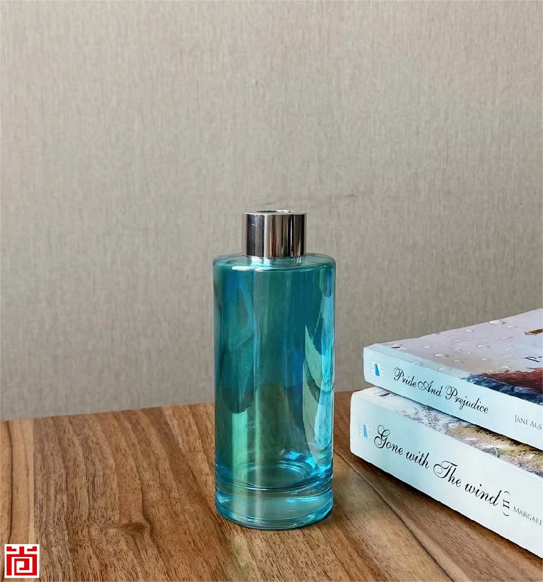 Ion Plating Blue Glass Reed Diffuser with Silver Lid