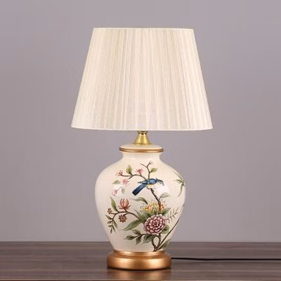 Vintage Retro Country Chinese Porcelain Ceramic Fabric E27 Dimmer Table Porcelain Lamp (WH-MTB-107)